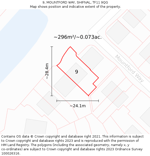 9, MOUNTFORD WAY, SHIFNAL, TF11 9QG: Plot and title map