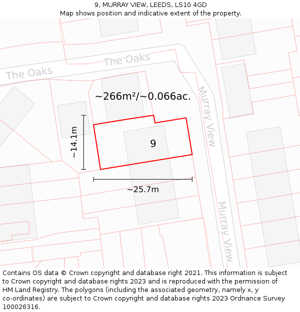 9, MURRAY VIEW, LEEDS, LS10 4GD: Plot and title map