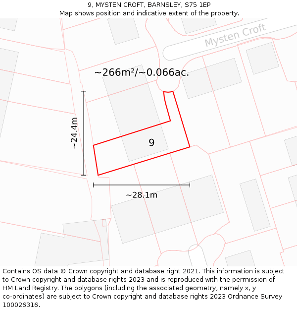 9, MYSTEN CROFT, BARNSLEY, S75 1EP: Plot and title map