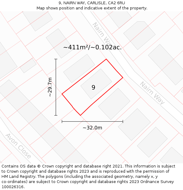9, NAIRN WAY, CARLISLE, CA2 6RU: Plot and title map