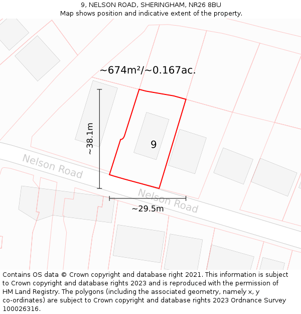 9, NELSON ROAD, SHERINGHAM, NR26 8BU: Plot and title map