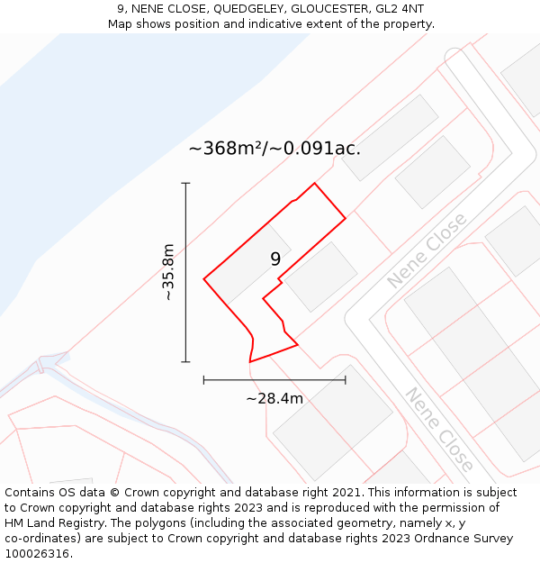 9, NENE CLOSE, QUEDGELEY, GLOUCESTER, GL2 4NT: Plot and title map
