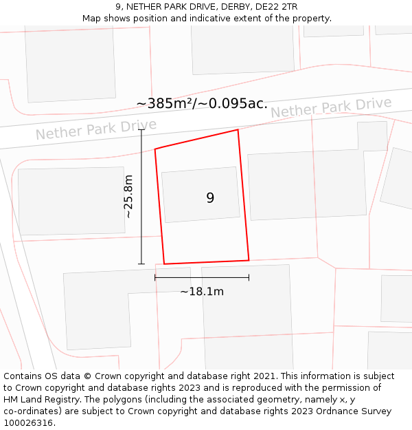 9, NETHER PARK DRIVE, DERBY, DE22 2TR: Plot and title map