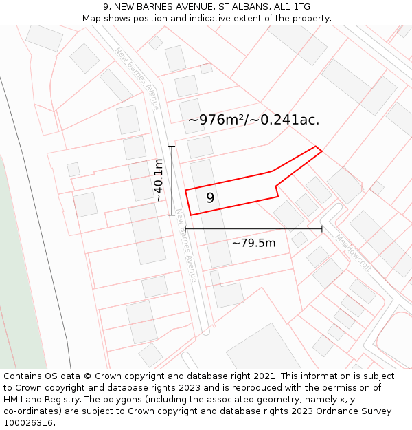 9, NEW BARNES AVENUE, ST ALBANS, AL1 1TG: Plot and title map