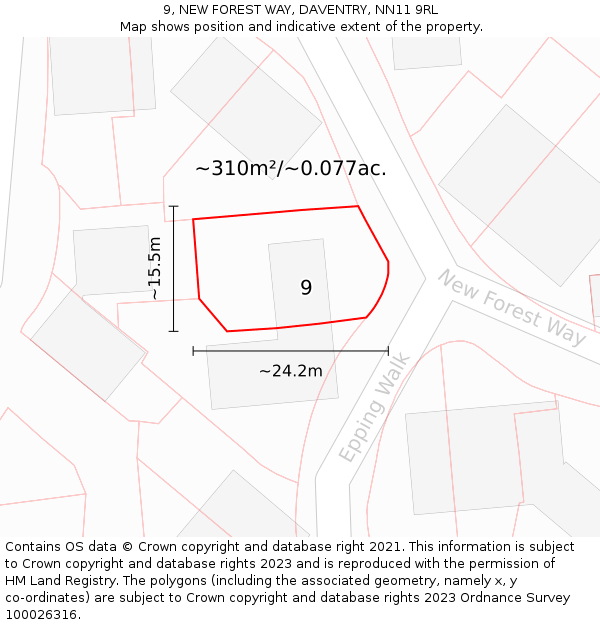 9, NEW FOREST WAY, DAVENTRY, NN11 9RL: Plot and title map