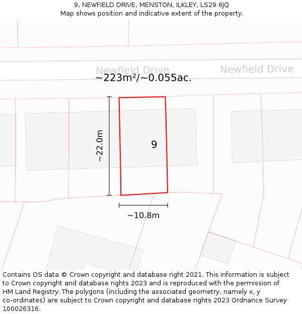 9, NEWFIELD DRIVE, MENSTON, ILKLEY, LS29 6JQ: Plot and title map