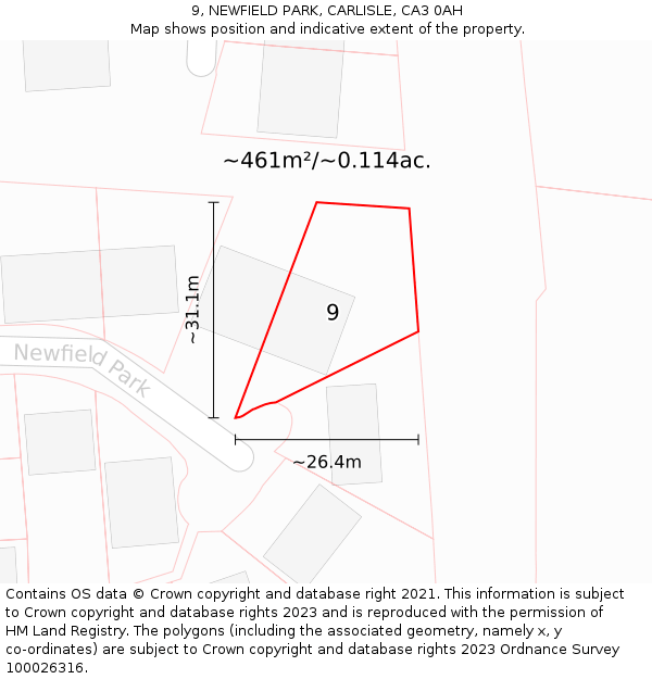 9, NEWFIELD PARK, CARLISLE, CA3 0AH: Plot and title map