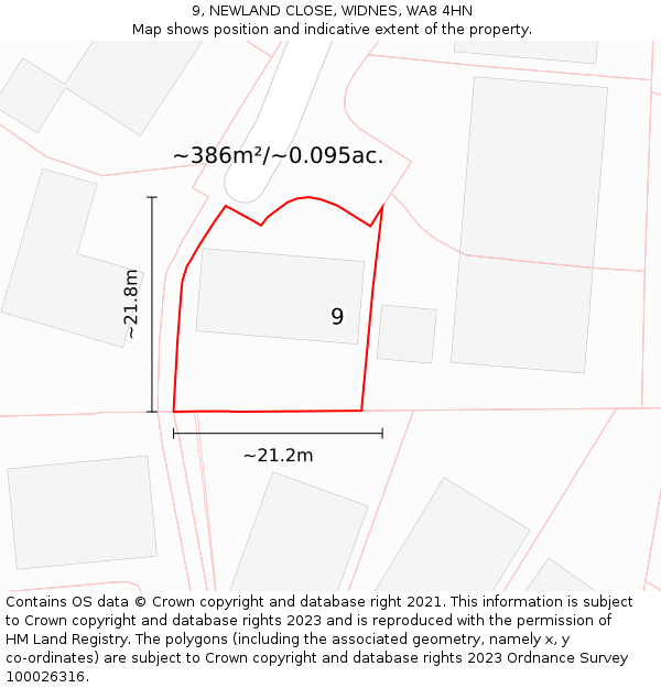 9, NEWLAND CLOSE, WIDNES, WA8 4HN: Plot and title map