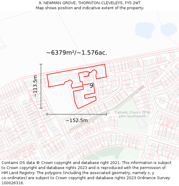 9, NEWMAN GROVE, THORNTON-CLEVELEYS, FY5 2WT: Plot and title map