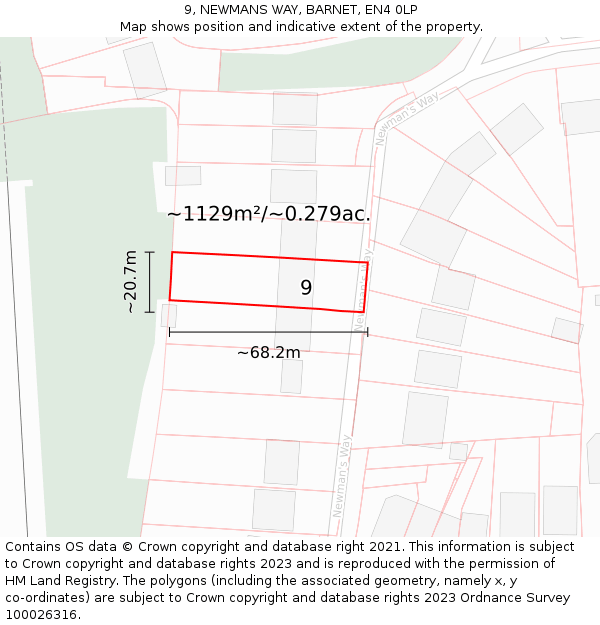 9, NEWMANS WAY, BARNET, EN4 0LP: Plot and title map
