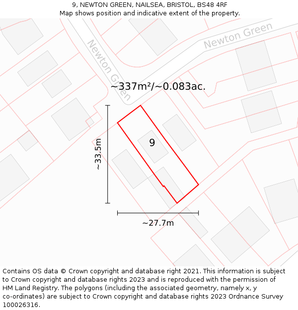 9, NEWTON GREEN, NAILSEA, BRISTOL, BS48 4RF: Plot and title map