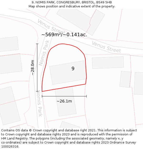 9, NOMIS PARK, CONGRESBURY, BRISTOL, BS49 5HB: Plot and title map