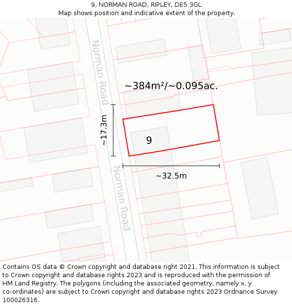 9, NORMAN ROAD, RIPLEY, DE5 3GL: Plot and title map