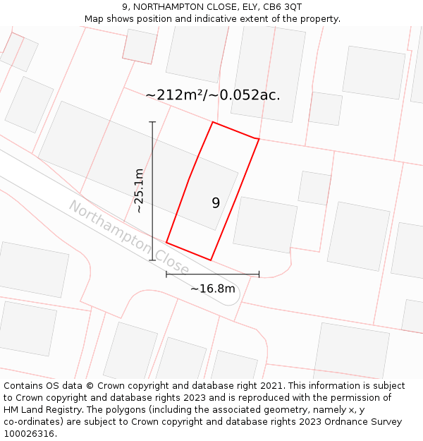 9, NORTHAMPTON CLOSE, ELY, CB6 3QT: Plot and title map