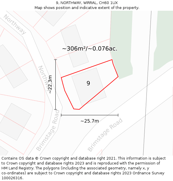 9, NORTHWAY, WIRRAL, CH60 1UX: Plot and title map