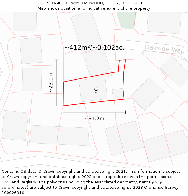 9, OAKSIDE WAY, OAKWOOD, DERBY, DE21 2UH: Plot and title map