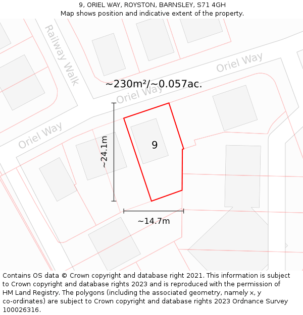 9, ORIEL WAY, ROYSTON, BARNSLEY, S71 4GH: Plot and title map
