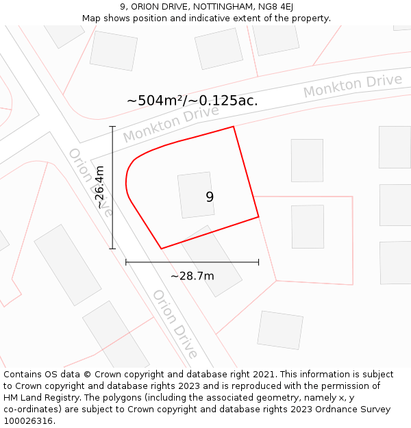 9, ORION DRIVE, NOTTINGHAM, NG8 4EJ: Plot and title map