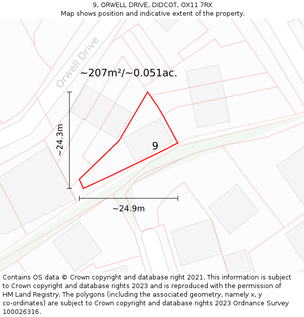 9, ORWELL DRIVE, DIDCOT, OX11 7RX: Plot and title map