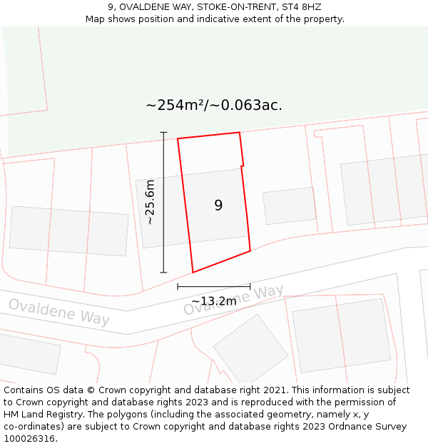 9, OVALDENE WAY, STOKE-ON-TRENT, ST4 8HZ: Plot and title map