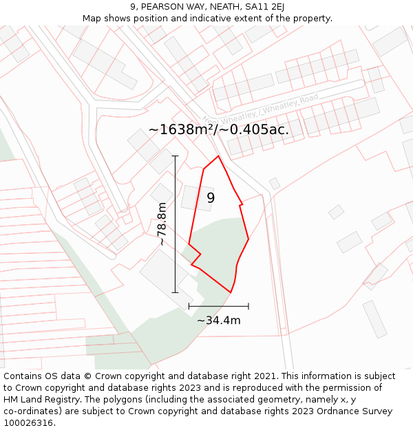 9, PEARSON WAY, NEATH, SA11 2EJ: Plot and title map