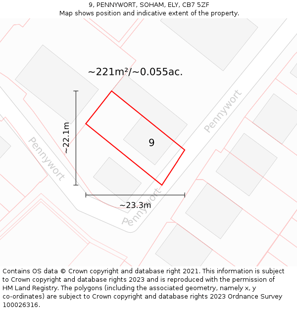 9, PENNYWORT, SOHAM, ELY, CB7 5ZF: Plot and title map