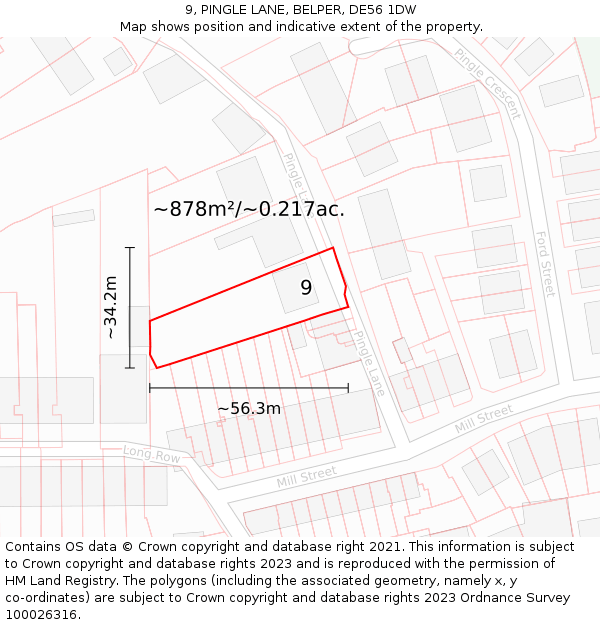 9, PINGLE LANE, BELPER, DE56 1DW: Plot and title map