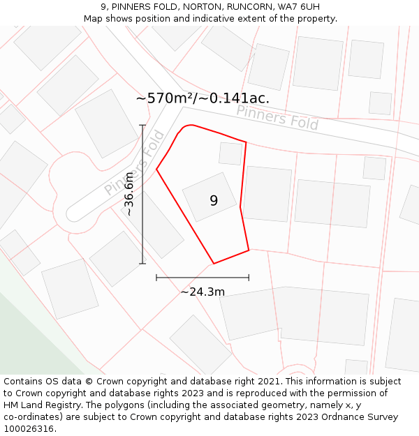 9, PINNERS FOLD, NORTON, RUNCORN, WA7 6UH: Plot and title map