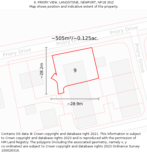 9, PRIORY VIEW, LANGSTONE, NEWPORT, NP18 2NZ: Plot and title map