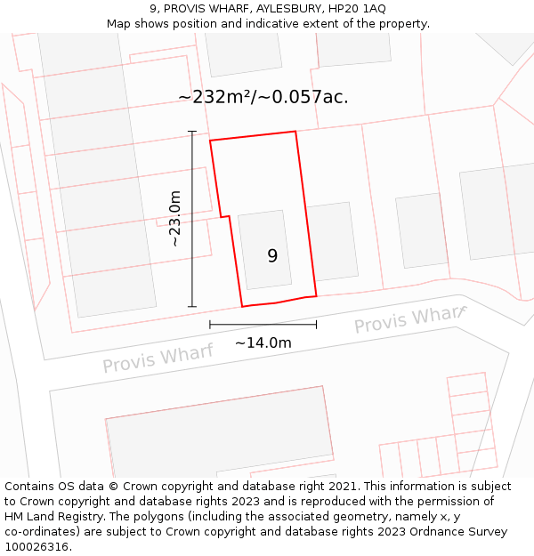 9, PROVIS WHARF, AYLESBURY, HP20 1AQ: Plot and title map