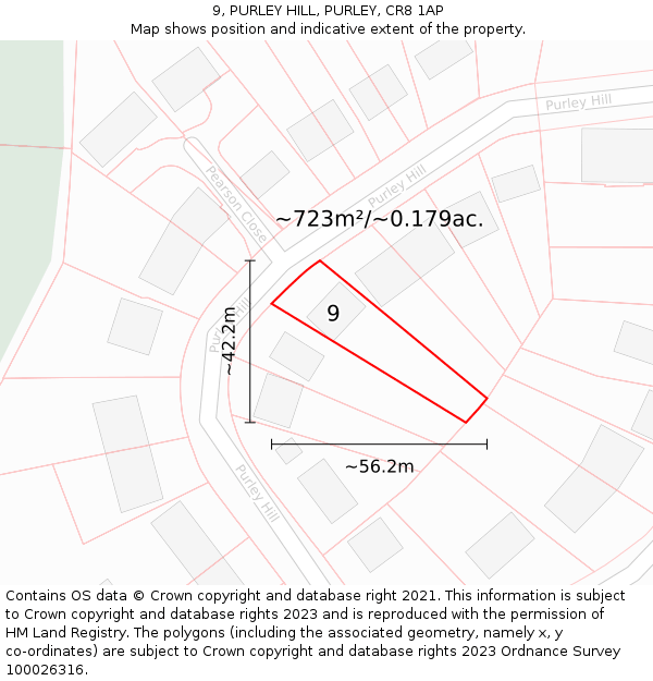 9, PURLEY HILL, PURLEY, CR8 1AP: Plot and title map