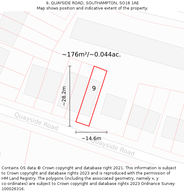9, QUAYSIDE ROAD, SOUTHAMPTON, SO18 1AE: Plot and title map