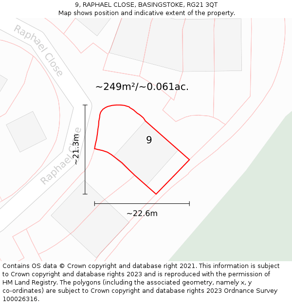 9, RAPHAEL CLOSE, BASINGSTOKE, RG21 3QT: Plot and title map