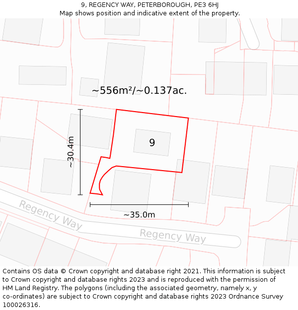 9, REGENCY WAY, PETERBOROUGH, PE3 6HJ: Plot and title map
