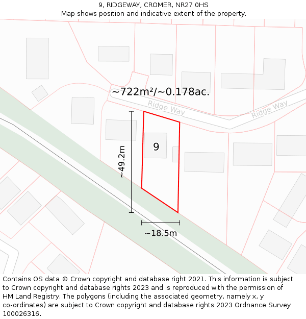 9, RIDGEWAY, CROMER, NR27 0HS: Plot and title map