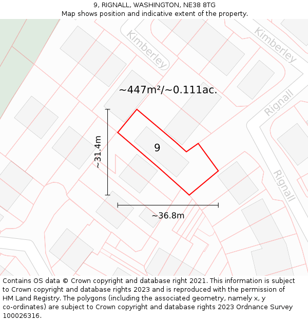 9, RIGNALL, WASHINGTON, NE38 8TG: Plot and title map