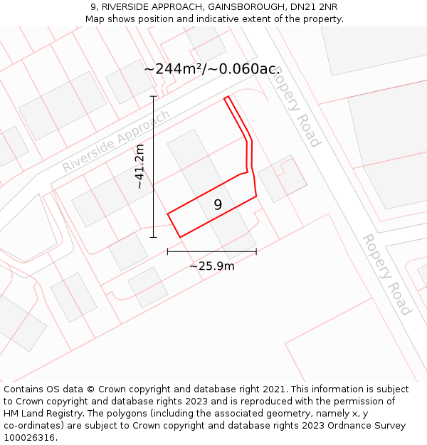 9, RIVERSIDE APPROACH, GAINSBOROUGH, DN21 2NR: Plot and title map