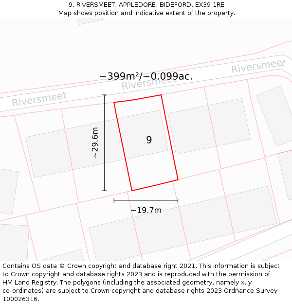 9, RIVERSMEET, APPLEDORE, BIDEFORD, EX39 1RE: Plot and title map