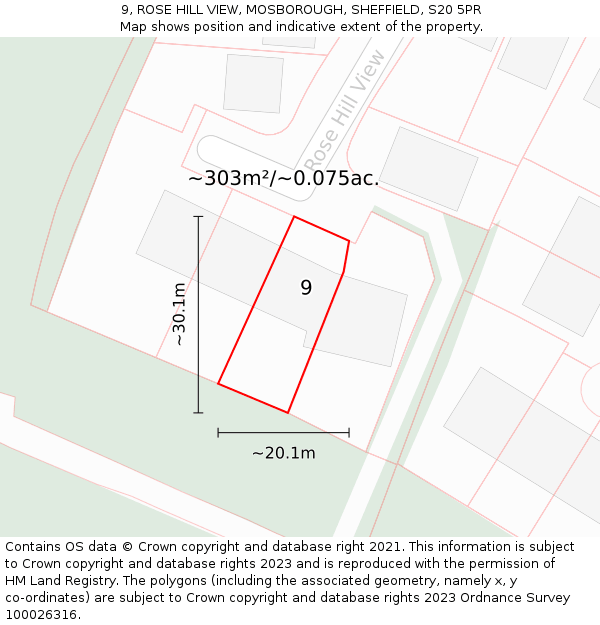 9, ROSE HILL VIEW, MOSBOROUGH, SHEFFIELD, S20 5PR: Plot and title map