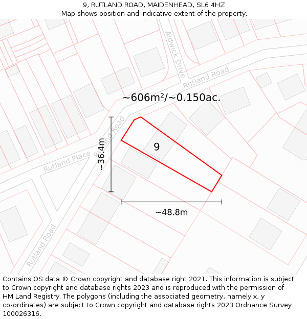 9, RUTLAND ROAD, MAIDENHEAD, SL6 4HZ: Plot and title map