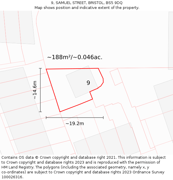 9, SAMUEL STREET, BRISTOL, BS5 9DQ: Plot and title map