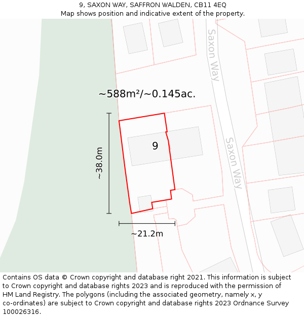 9, SAXON WAY, SAFFRON WALDEN, CB11 4EQ: Plot and title map