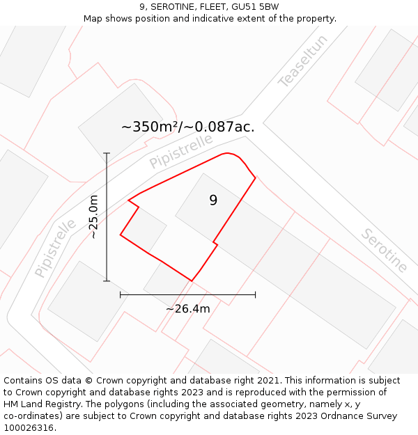 9, SEROTINE, FLEET, GU51 5BW: Plot and title map