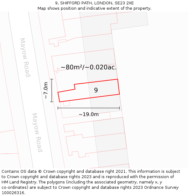 9, SHIFFORD PATH, LONDON, SE23 2XE: Plot and title map