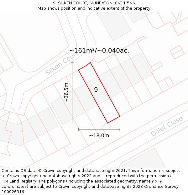 9, SILKEN COURT, NUNEATON, CV11 5NN: Plot and title map