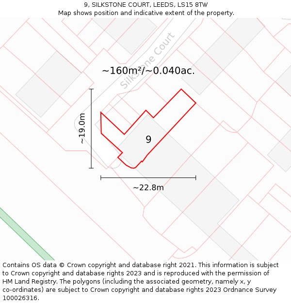 9, SILKSTONE COURT, LEEDS, LS15 8TW: Plot and title map