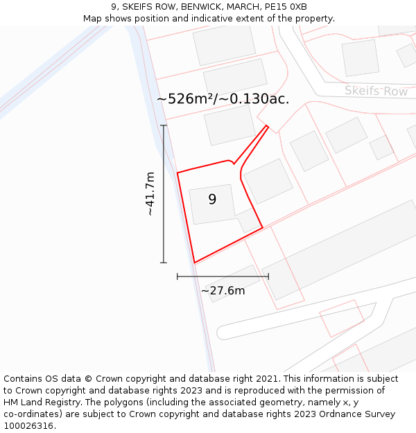 9, SKEIFS ROW, BENWICK, MARCH, PE15 0XB: Plot and title map