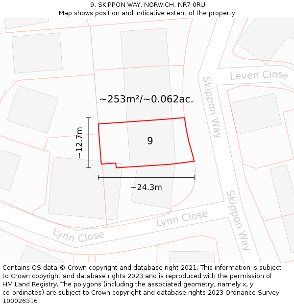 9, SKIPPON WAY, NORWICH, NR7 0RU: Plot and title map