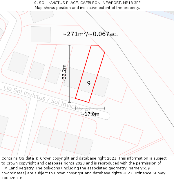 9, SOL INVICTUS PLACE, CAERLEON, NEWPORT, NP18 3PF: Plot and title map