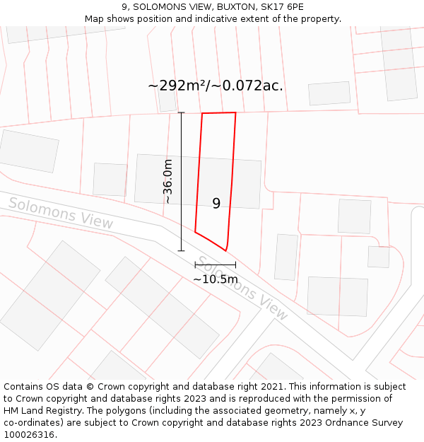 9, SOLOMONS VIEW, BUXTON, SK17 6PE: Plot and title map